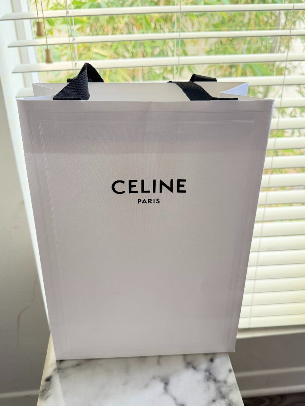 Celine Paris White Gift Bag Black Logo Excellent